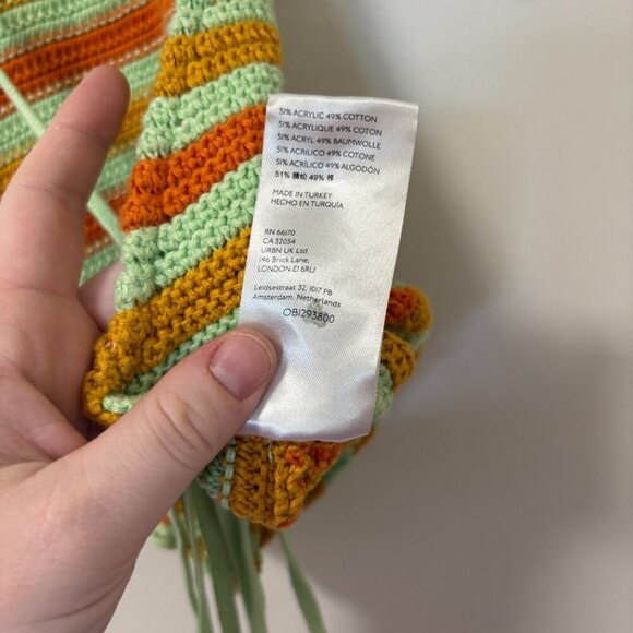 Urban Outfitters Crochet Tank Halter Crop Top Orange Green Size Small - Picture 9 of 9